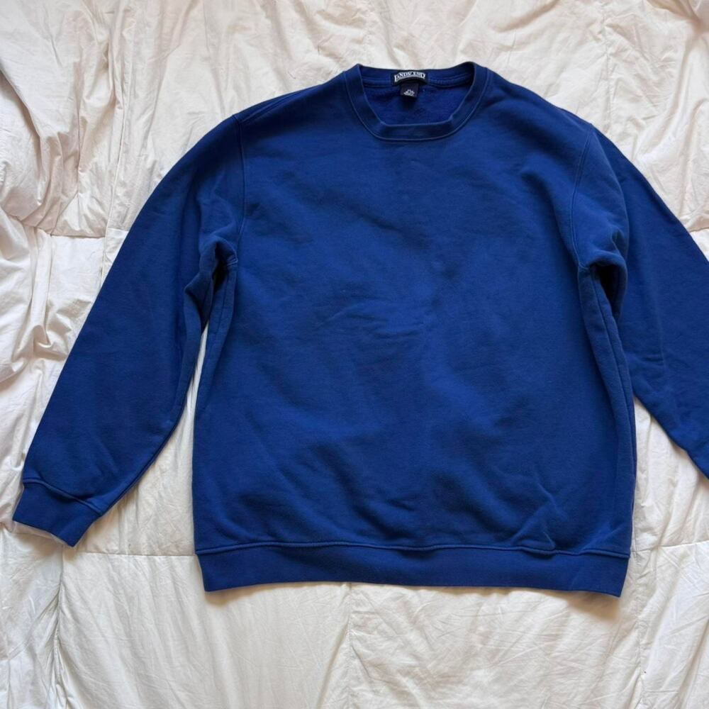Lands End Blue pullover crewneck sweatshirt‎ sz XL cotton classic casual sporty